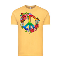 Vintage Mustard Peace Pride LGBTQ+ And Flowers Vintage Tee - BundleAndBundleShop