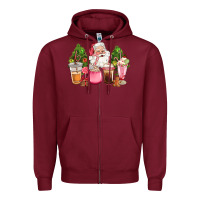 Pink Christmas Santa Coffe Cups Zipper Hoodie | Teevron