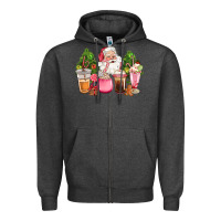 Charcoal Heather pink christmas santa coffe cups Zipper Hoodie - CowGirlArtShop