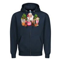 Navy pink christmas santa coffe cups Zipper Hoodie - CowGirlArtShop