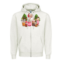 Oatmeal Heather pink christmas santa coffe cups Zipper Hoodie - CowGirlArtShop