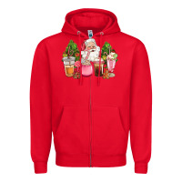 Red pink christmas santa coffe cups Zipper Hoodie - CowGirlArtShop