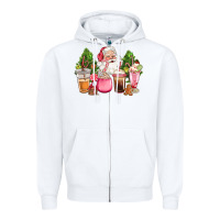 White pink christmas santa coffe cups Zipper Hoodie - CowGirlArtShop