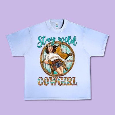 Western Stay Wild Cowgirl Urban Heavy Tee Designed By Bundleandbundleshop