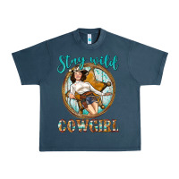 Midnight Navy Western Stay Wild Cowgirl Urban Heavy Tee - BundleAndBundleShop