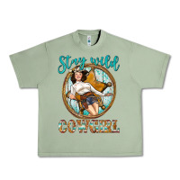 Oil Green Western Stay Wild Cowgirl Urban Heavy Tee - BundleAndBundleShop