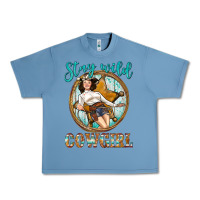 Pebble Blue Western Stay Wild Cowgirl Urban Heavy Tee - BundleAndBundleShop
