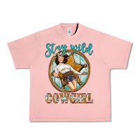Salmon Western Stay Wild Cowgirl Urban Heavy Tee - BundleAndBundleShop
