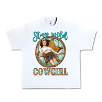 White Western Stay Wild Cowgirl Urban Heavy Tee - BundleAndBundleShop