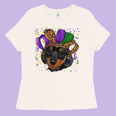 Mardi Gras Hat Dachshund Puppy Ladies Tee Designed By Ranaportraitstore