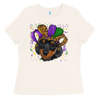 Bone mardi gras hat dachshund puppy Ladies Tee - RanaPortraitStore