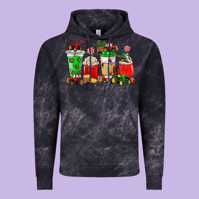 Christmas Tractor Coffee Cup Vintage Hoodie Designed By Nancycooperartshop