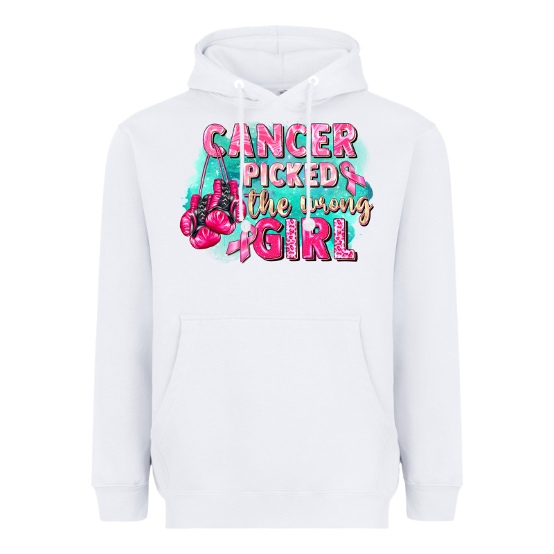 Cancer Picked The Wrong Girl Breast Cancer Heavyweight Hoodie by FaDigitalArtStudio | Teevron