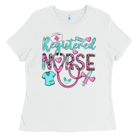 White registered nurse rn Ladies Tee - BarkalooDesign