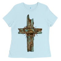 Baby Blue cross with thorn Ladies Tee - BarkalooDesign