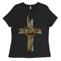 Black cross with thorn Ladies Tee - BarkalooDesign