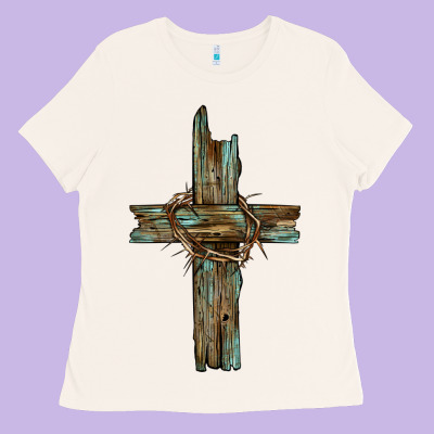 Cross With Thorn Ladies Tee Designed By Barkaloodesign