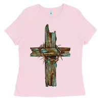 Bubblegum Pink cross with thorn Ladies Tee - BarkalooDesign