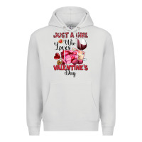 Dove Grey just a girl who loves valentine's day Premium Hoodie - OliviaCreatesArt