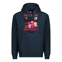 Navy just a girl who loves valentine's day Premium Hoodie - OliviaCreatesArt