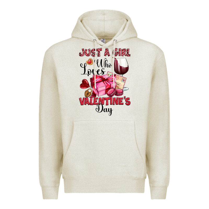 Just A Girl Who Loves Valentine's Day Premium Hoodie by OliviaCreatesArt | Teevron