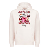 Pale Pink just a girl who loves valentine's day Premium Hoodie - OliviaCreatesArt