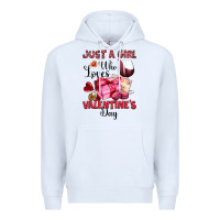 White just a girl who loves valentine's day Premium Hoodie - OliviaCreatesArt