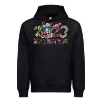 Black 2023 Happy New Year Urban Hoodie - CowhideDigitalArt