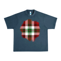 Midnight Navy Christmas Tartan Patch Urban Heavy Tee - BundleAndBundleShop
