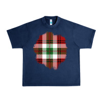 Navy Christmas Tartan Patch Urban Heavy Tee - BundleAndBundleShop