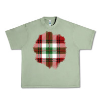 Oil Green Christmas Tartan Patch Urban Heavy Tee - BundleAndBundleShop