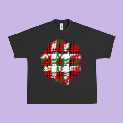 Christmas Tartan Patch Urban Heavy Tee Designed By Bundleandbundleshop