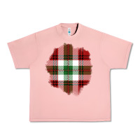 Salmon Christmas Tartan Patch Urban Heavy Tee - BundleAndBundleShop