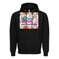 Black peace loeve unicorns Zipper Hoodie - CowGirlArtShop