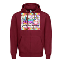 Burgundy peace loeve unicorns Zipper Hoodie - CowGirlArtShop