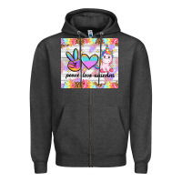 Charcoal Heather peace loeve unicorns Zipper Hoodie - CowGirlArtShop