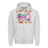 Dove Grey peace loeve unicorns Zipper Hoodie - CowGirlArtShop