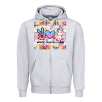 Heather Grey peace loeve unicorns Zipper Hoodie - CowGirlArtShop