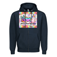Navy peace loeve unicorns Zipper Hoodie - CowGirlArtShop