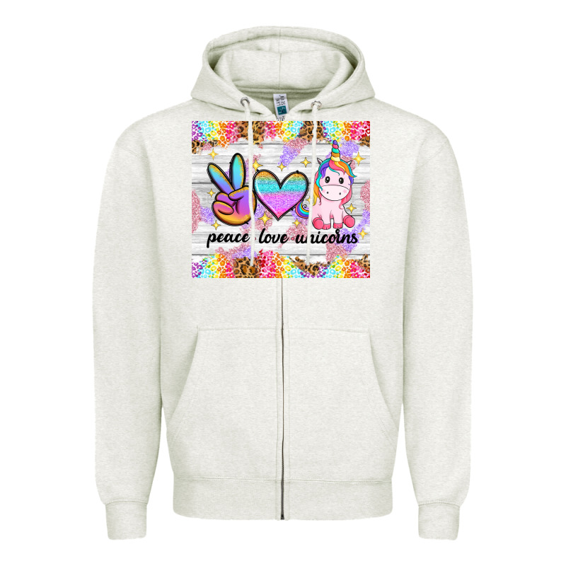 Peace Loeve Unicorns Zipper Hoodie by CowGirlArtShop | Teevron