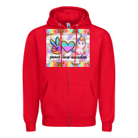 Red peace loeve unicorns Zipper Hoodie - CowGirlArtShop