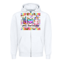 White peace loeve unicorns Zipper Hoodie - CowGirlArtShop