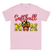 Bubblegum Pink Softball Mom And Afro Messy Bun Mom Classic Tee - BundleAndBundleShop