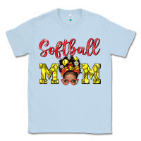 Dusty Blue Softball Mom And Afro Messy Bun Mom Classic Tee - BundleAndBundleShop