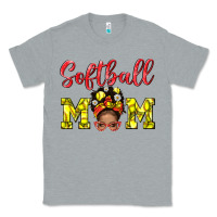 Heather Grey Softball Mom And Afro Messy Bun Mom Classic Tee - BundleAndBundleShop