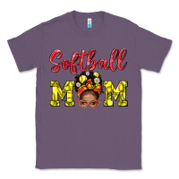 Lavender Softball Mom And Afro Messy Bun Mom Classic Tee - BundleAndBundleShop