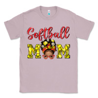 Lilac Softball Mom And Afro Messy Bun Mom Classic Tee - BundleAndBundleShop