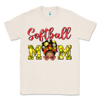 Natural Softball Mom And Afro Messy Bun Mom Classic Tee - BundleAndBundleShop
