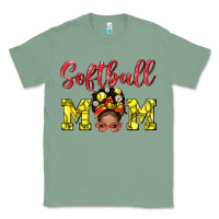 Sage Softball Mom And Afro Messy Bun Mom Classic Tee - BundleAndBundleShop