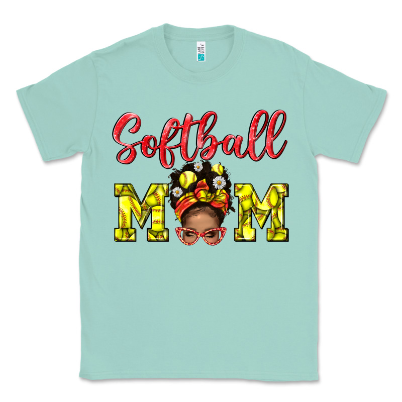 Softball Mom And Afro Messy Bun Mom Classic Tee by BundleAndBundleShop | Teevron